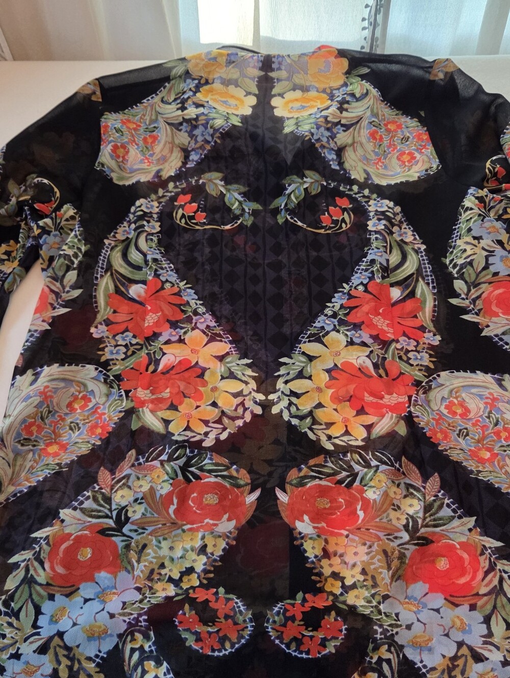 CAbi Women's XL Black Button-Down Shirt Floral Paisley Print SHEER - Picture 10 of 10